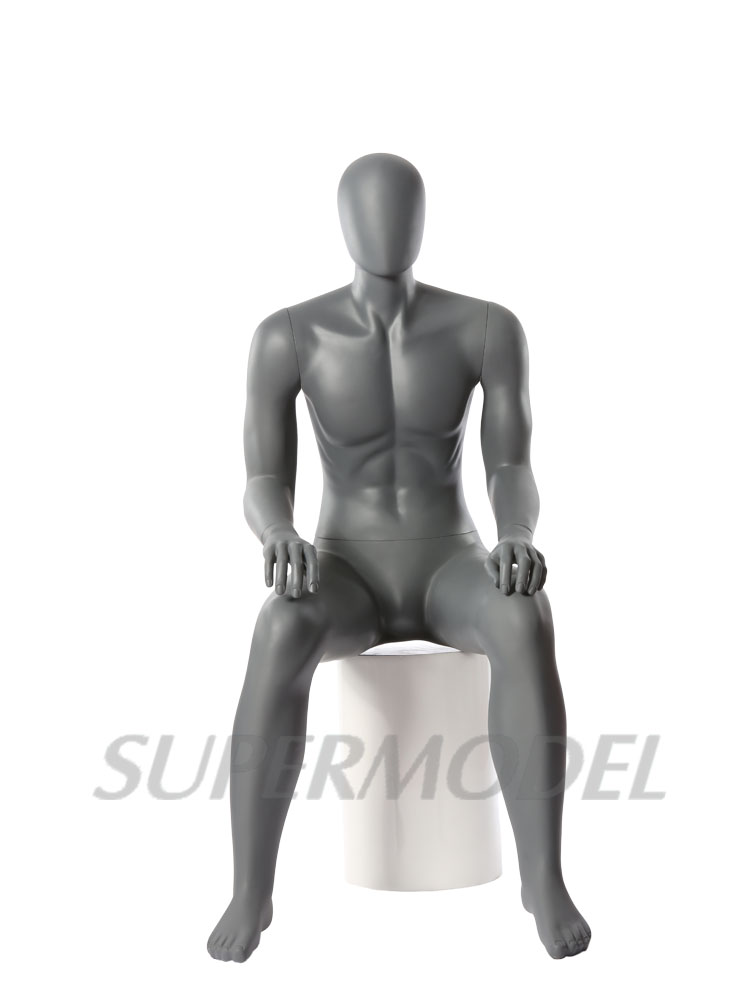Gray surface full body sitting male mannequin Gray surface full body sitting male mannequin