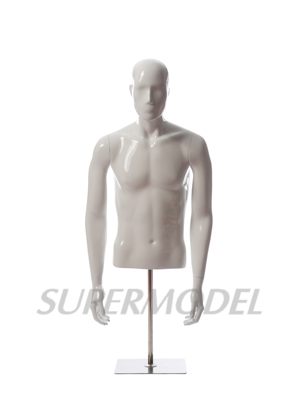 Glossy White Male Upper Body Mannequin For Display